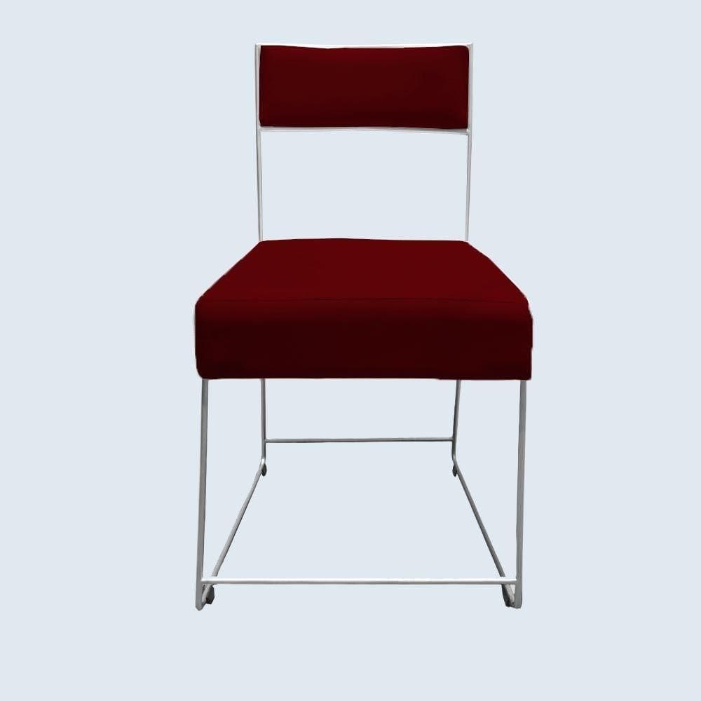 Cadeira Atena Base De Ferro Maciço Prata Suede Marsala D`classe Decor