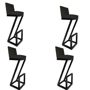 Kit 04 Banqueta Alta Z Base De Ferro Suede Preto D`classe Decor