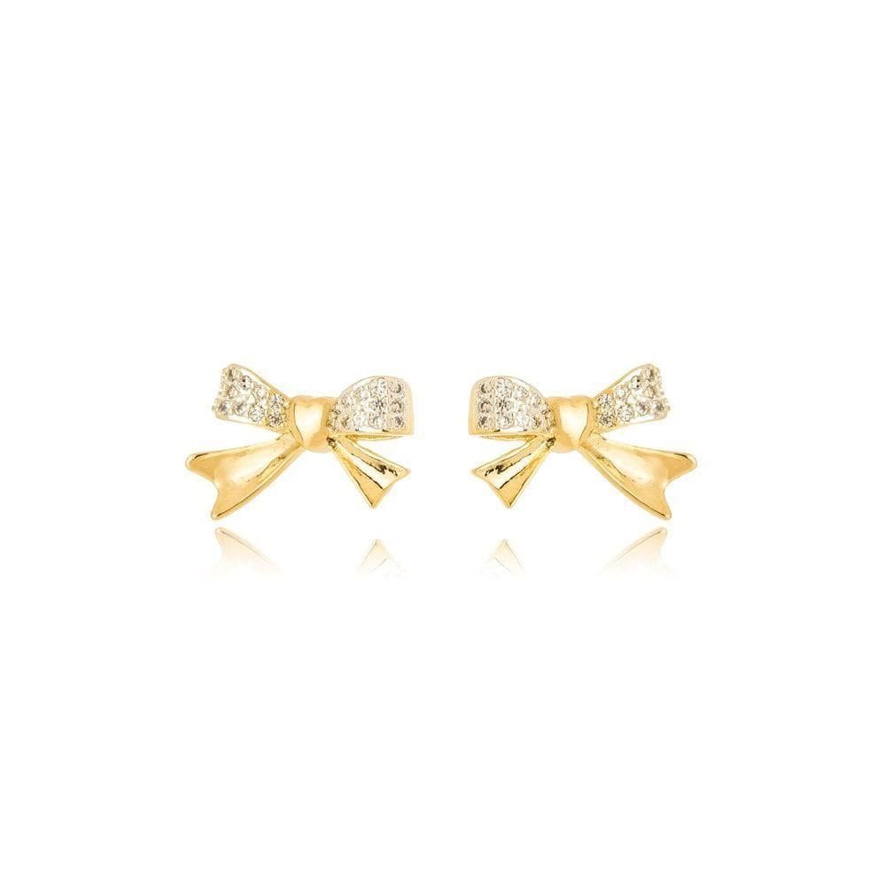 Brinco Laço Minimalista Banhado A Ouro 18k