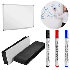 Kit 3 Canetas Marcador + Apagador De Lousa Quadro Branco