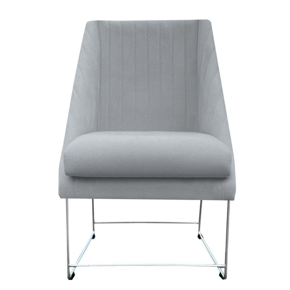 Cadeira Ana Base De Ferro Prata Suede Bege D`classe Decor