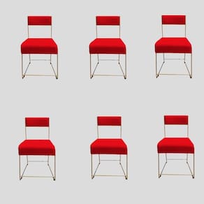 Kit 06 Cadeiras Atena Base De Ferro Maciço Dourada Suede Vermelho D`classe Decor