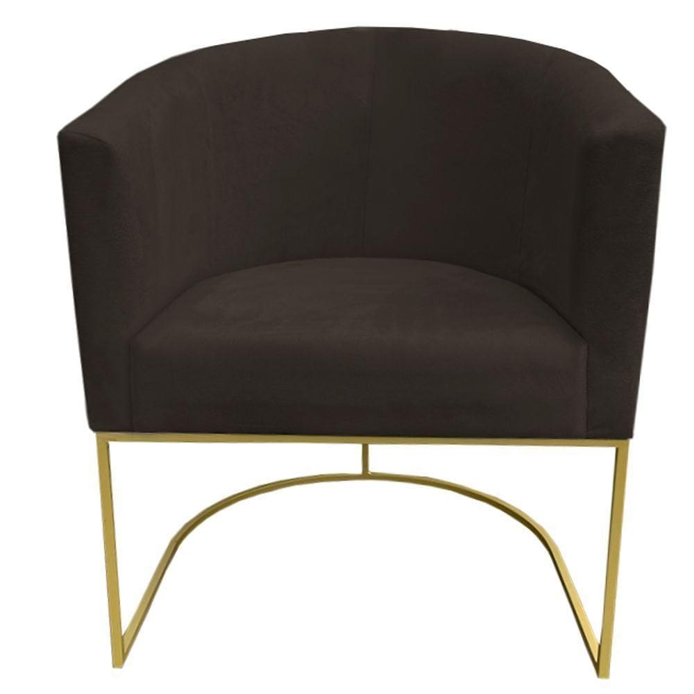 Poltrona Paola Base De Ferro Sued Marrom D`classe Decor