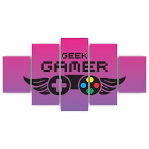 Kit Quadros Decorativos Mdf Gamer Geek Controle Roxa