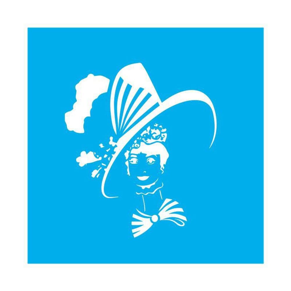 Stencil Tamako Mulher Chapéu - 30X30Cm - Ref 9594