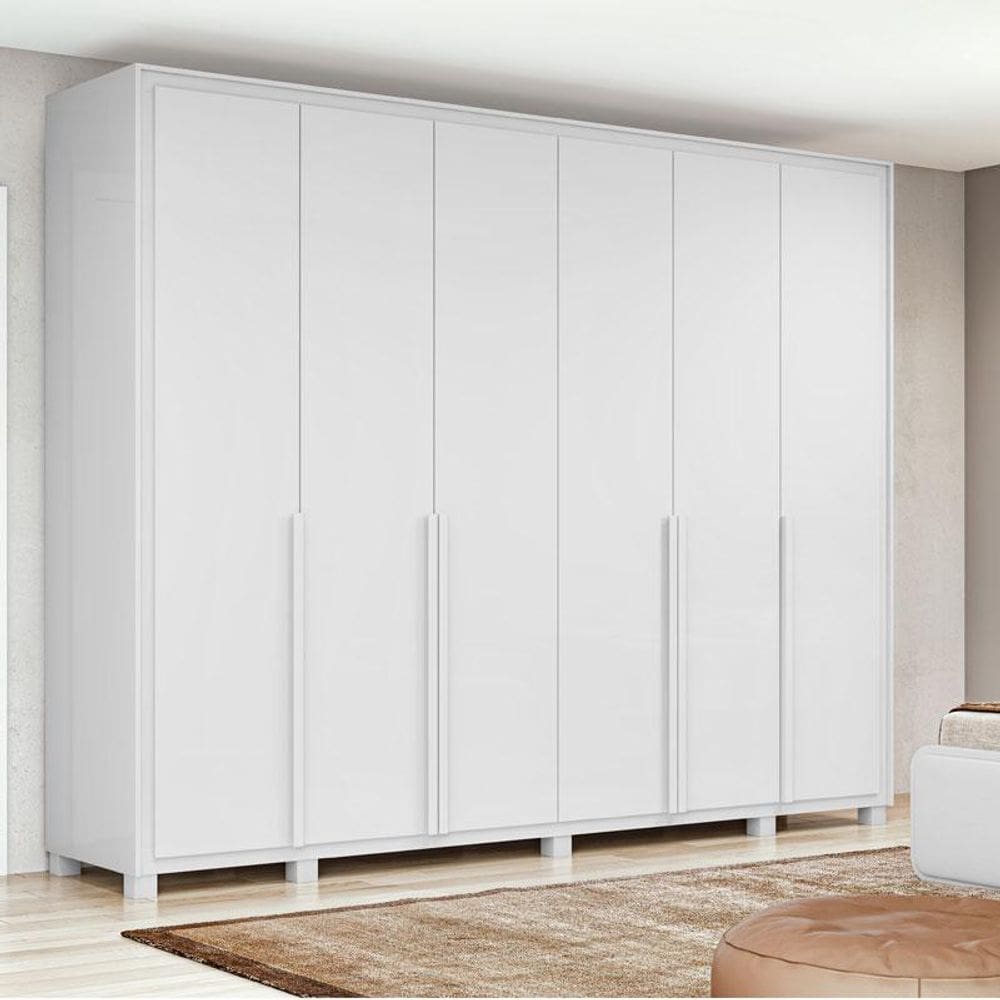 Guarda Roupa Casal Ambiente Imperatore 3 Portas Branco Brilho com Pés – Lopas