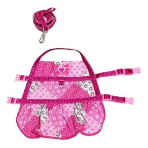 Vestido peitoral com guia cachorro estampado rosa tamanho P