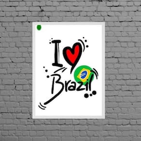 Quadro Decorativo I Love Brazil 33X24Cm - Com Vidro