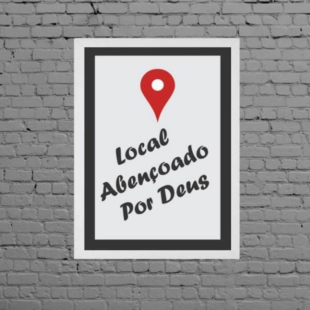 Quadro Local Abençoado Por Deus 33X24Cm - Com Vidro