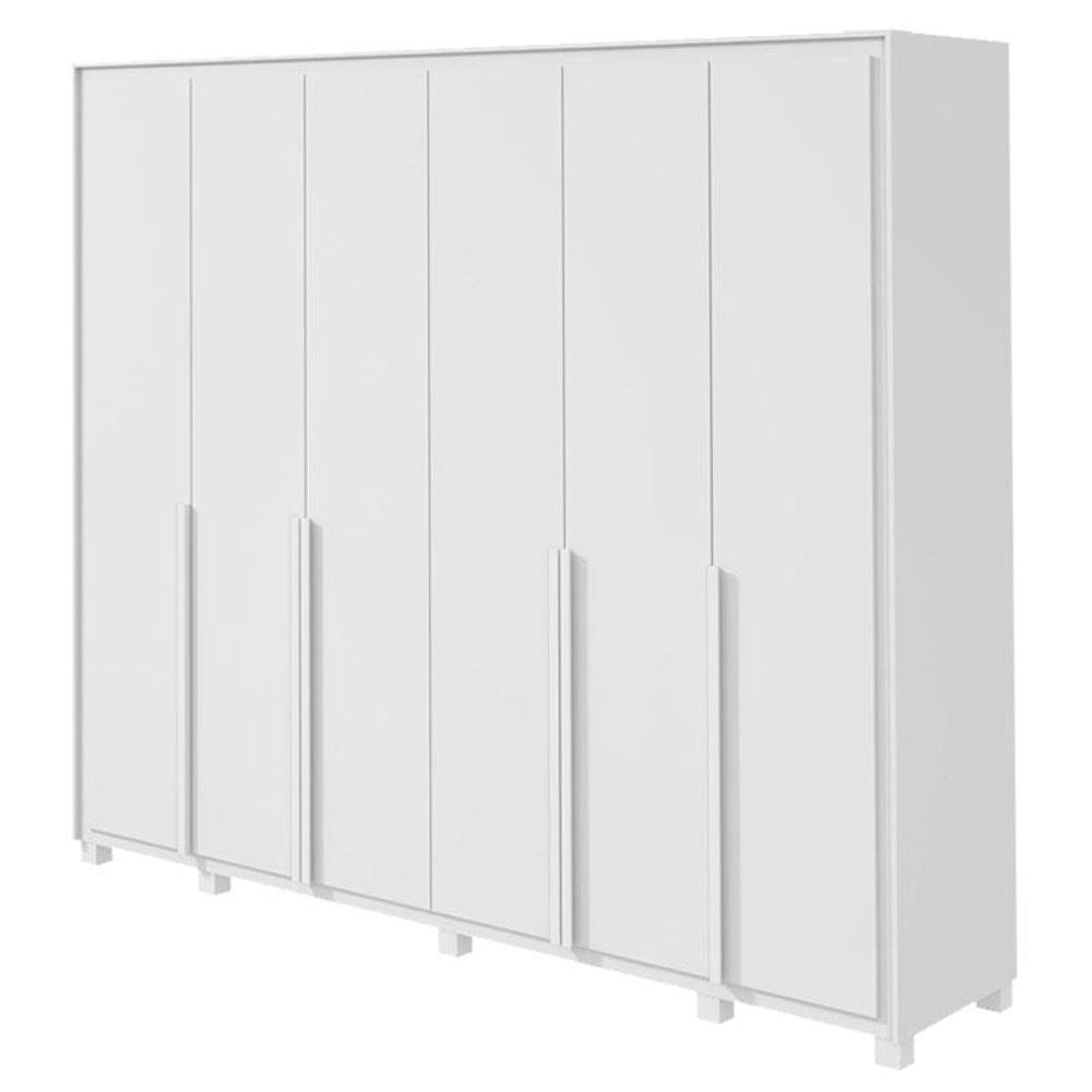 Guarda Roupa Casal Imperatore 6 Portas Branco Brilho com Kit Sapateira e Pés – Lopas