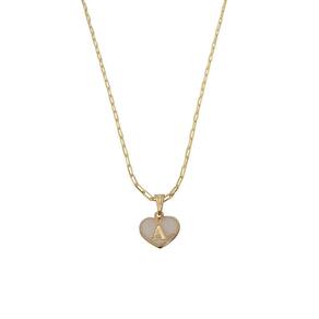 Colar Cartier 45Cm Coração Branco Letra A Banhado Ouro 18K