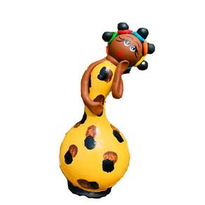 Boneca Baianinha em Cabaça Amarela 17cm - Artesanal
