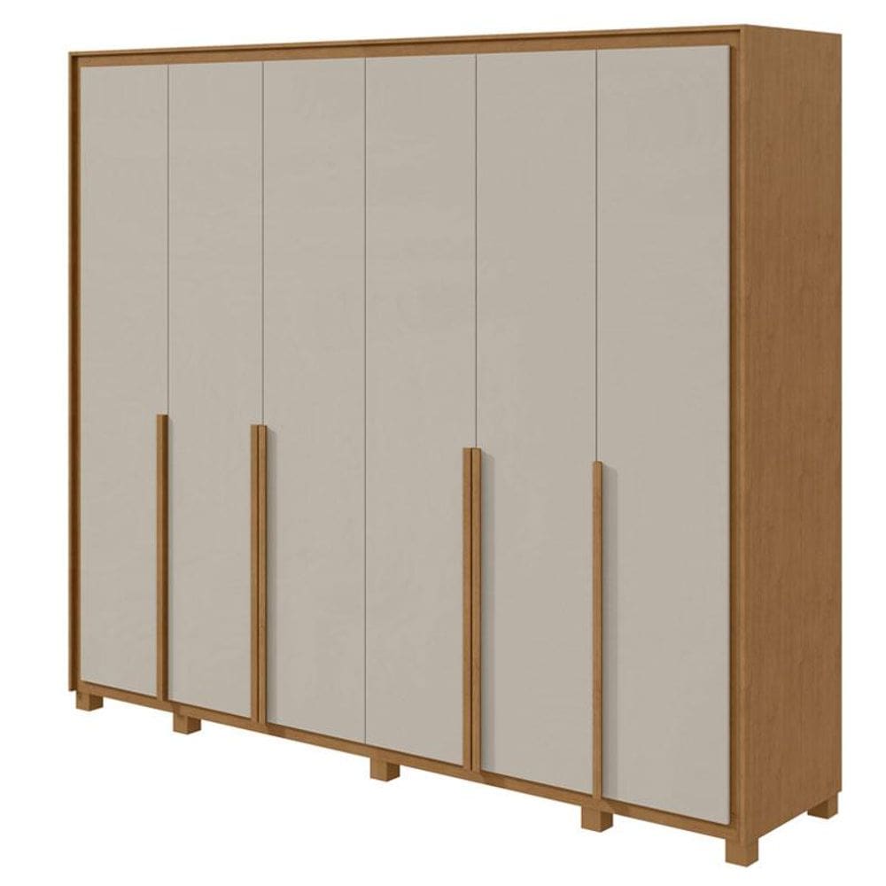 Guarda Roupa Casal Imperatore 6 Portas Amêndoa Clean Off White com Kit Sapateira e Pés – Lopas