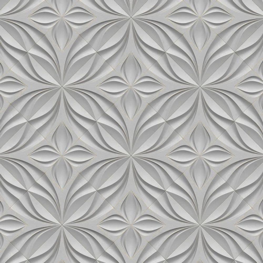 Papel De Parede 3D Folha Cinza Geometrica Adesivo Lavavel