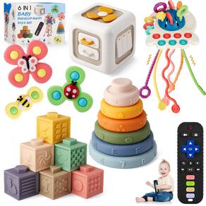 Brinquedos para bebês VoMi 18 peças Montessori de 6 a 12 a 18 meses com mordedor