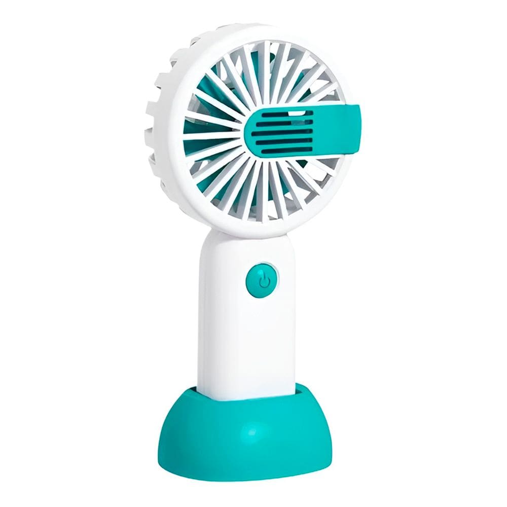 Mini Ventilador de Mão 3 vel Portátil Recarregável Base Azul