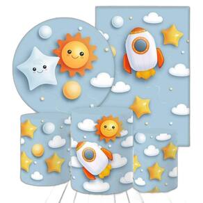 Kit 2 Painéis E Capas Tecido Sublimado Chá De Bebê Fkpc-1274