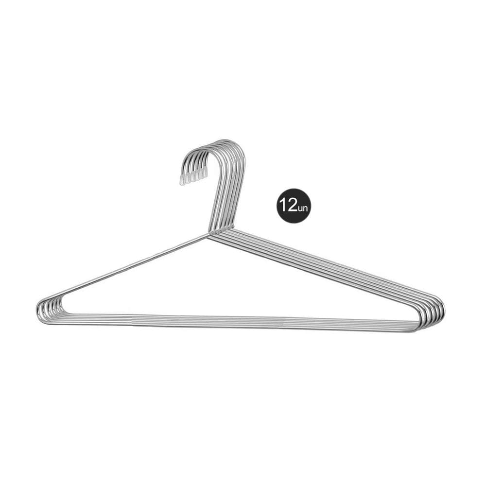 Cabide Aço Cromado Lavanderia Loja Roupa Resistente 12un
