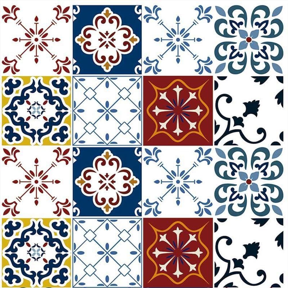 Kit 5 Rolos Papel De Parede Adesivo Azulejo Branco Azul 3,0M