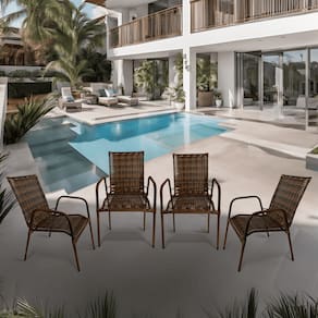 4 Cadeira Tropical de Aço para Área Externa Jardim Varanda Churrasqueira