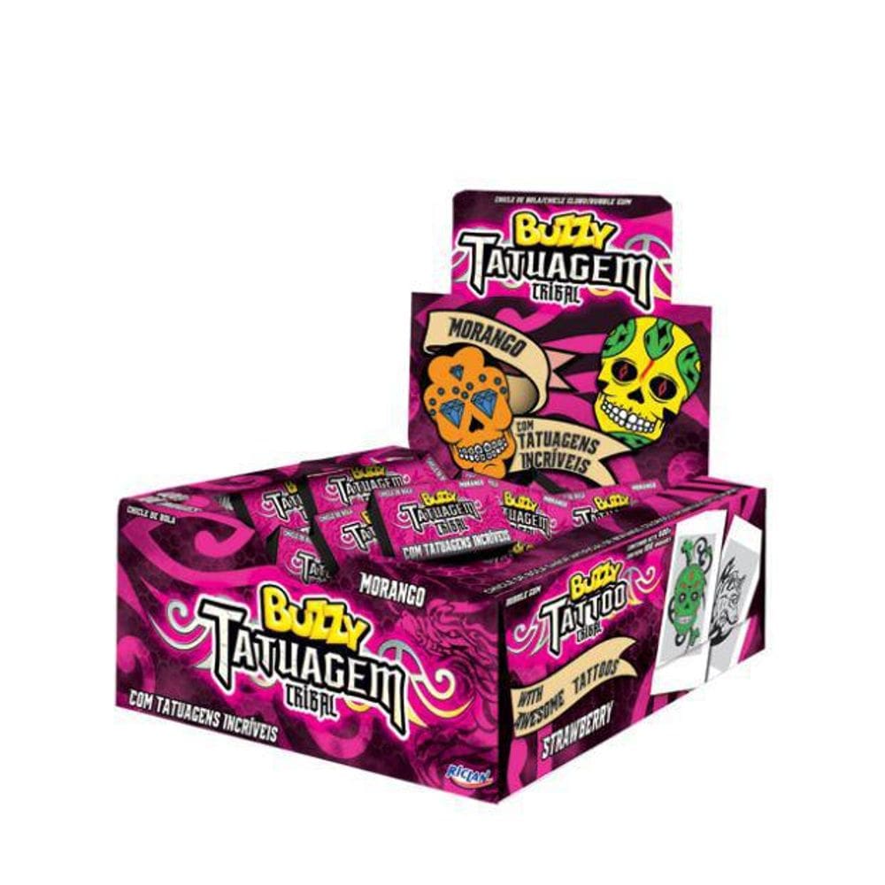 Chiclete Buzzy Tattoo Tribal Caixa Com 100 Unidades 4G