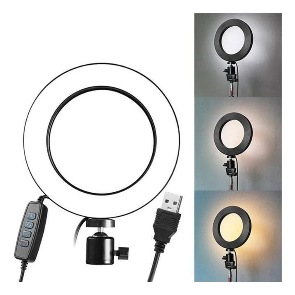 Ring Light 16Cm/06 Polegadas Tripé De Mesa Suporte Celular