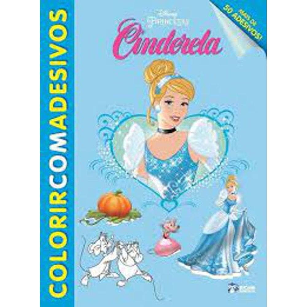 Livro Colorir Com Adesivos - Cinderela