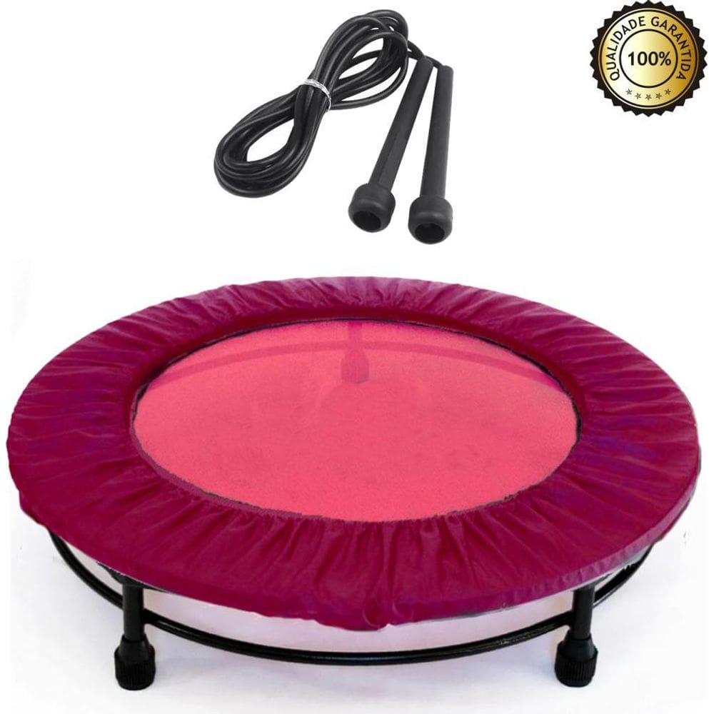 Jump Rosa Profissional Mini Cama Elástica +Corda +Capa Rosa