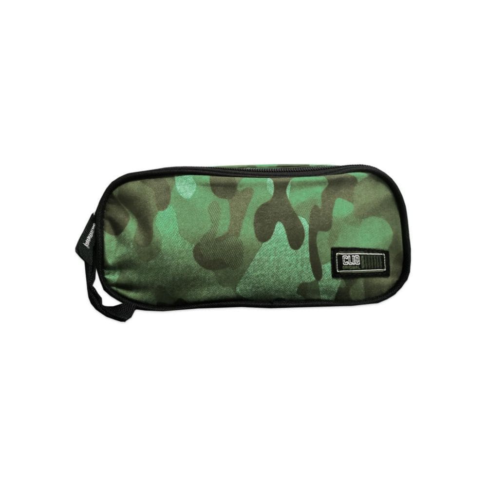 Estojo Escolar Duplo Camuflado Com 2 Divisórias Verde Clio