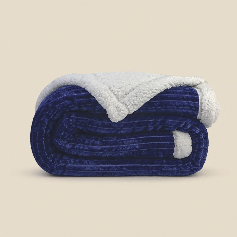 Edredom Sherpa Canelado Azul - A\\CASA