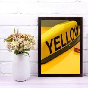 Quadro Decorativo Taxi Yellow 45X34 Com Vidro Madeira Preta