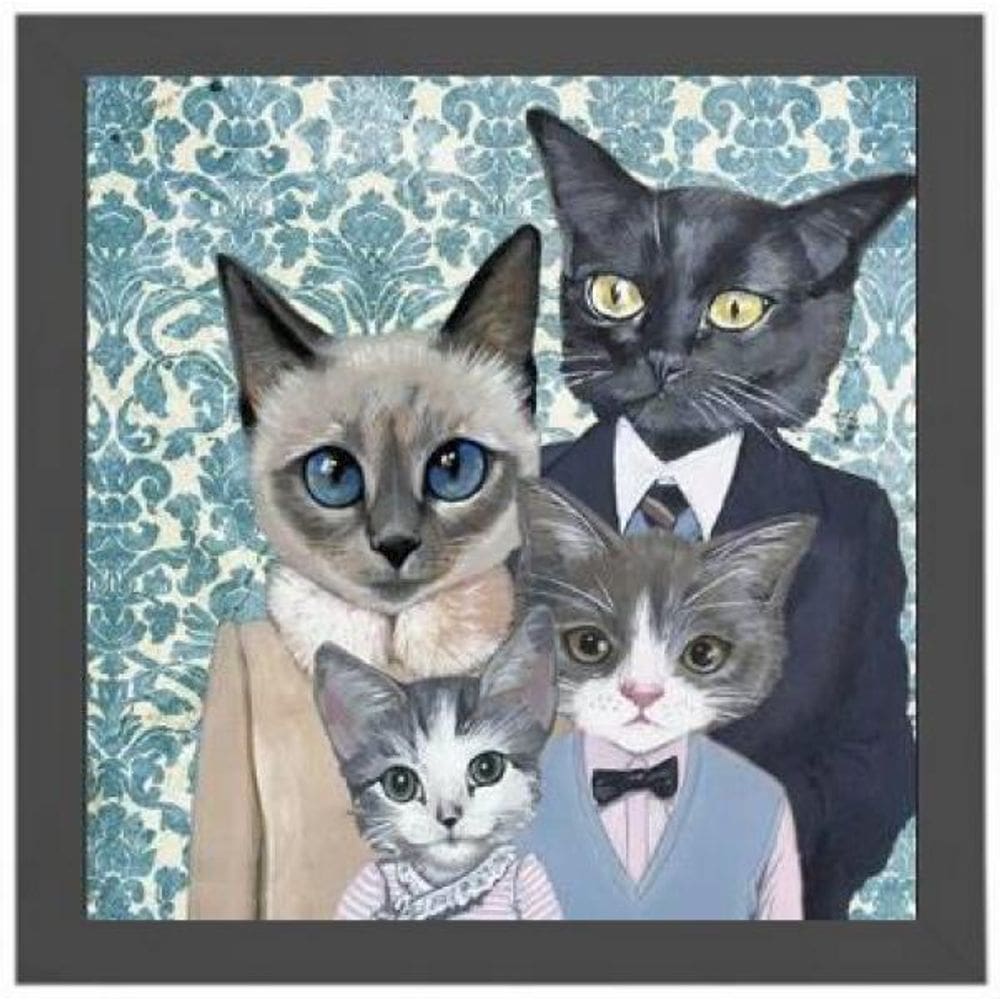 Quadro Quadrado Família De Gatinhos 20X20Cm