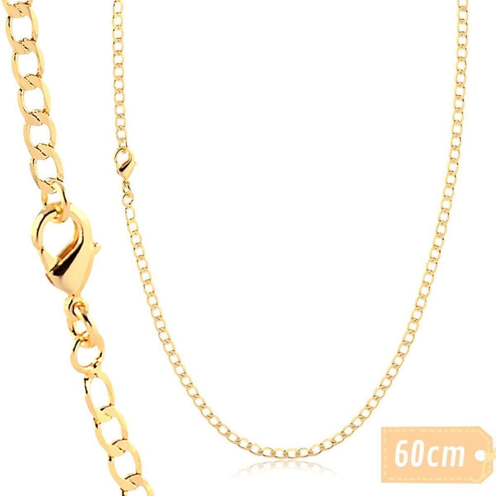Corrente Masculina 3Mm 1X1 Grumet Banhado A Ouro 18K 60Cm