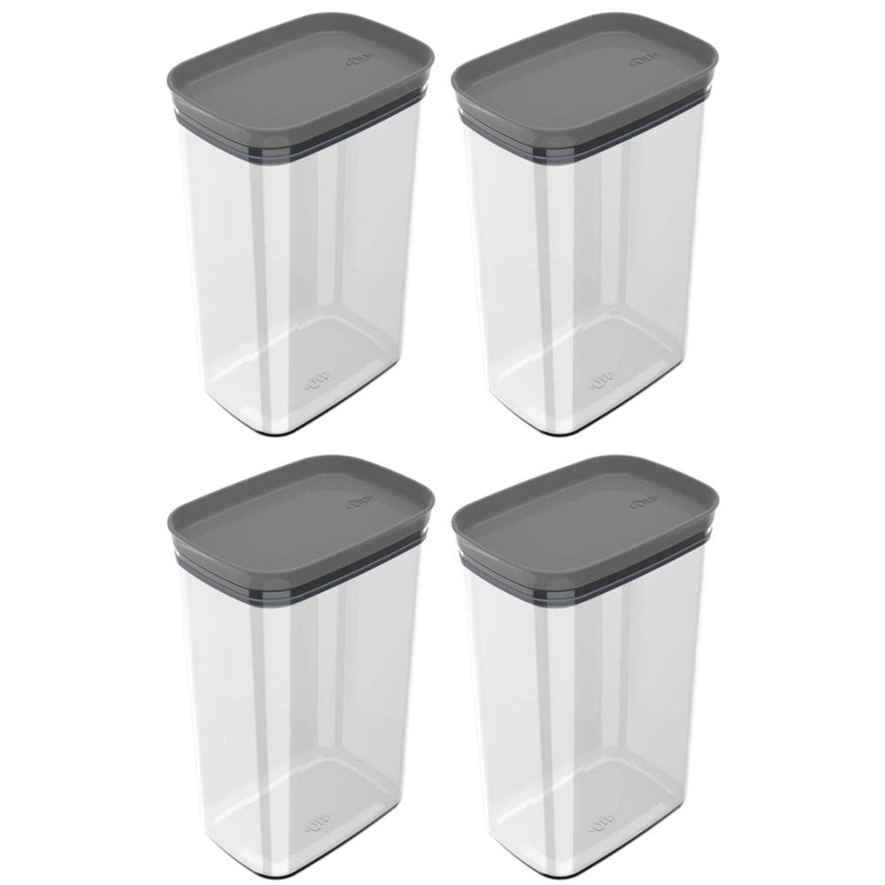 Conjunto de 4 Potes Hermético Retangular Block Cinza 2,3L - Ou