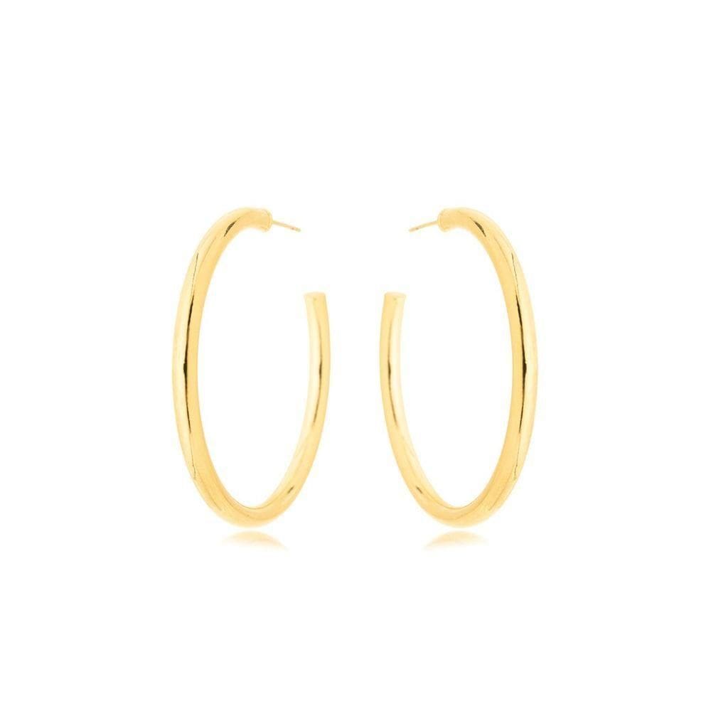 Brinco Argola Lisa Tarraxa Banhada A Ouro 18k