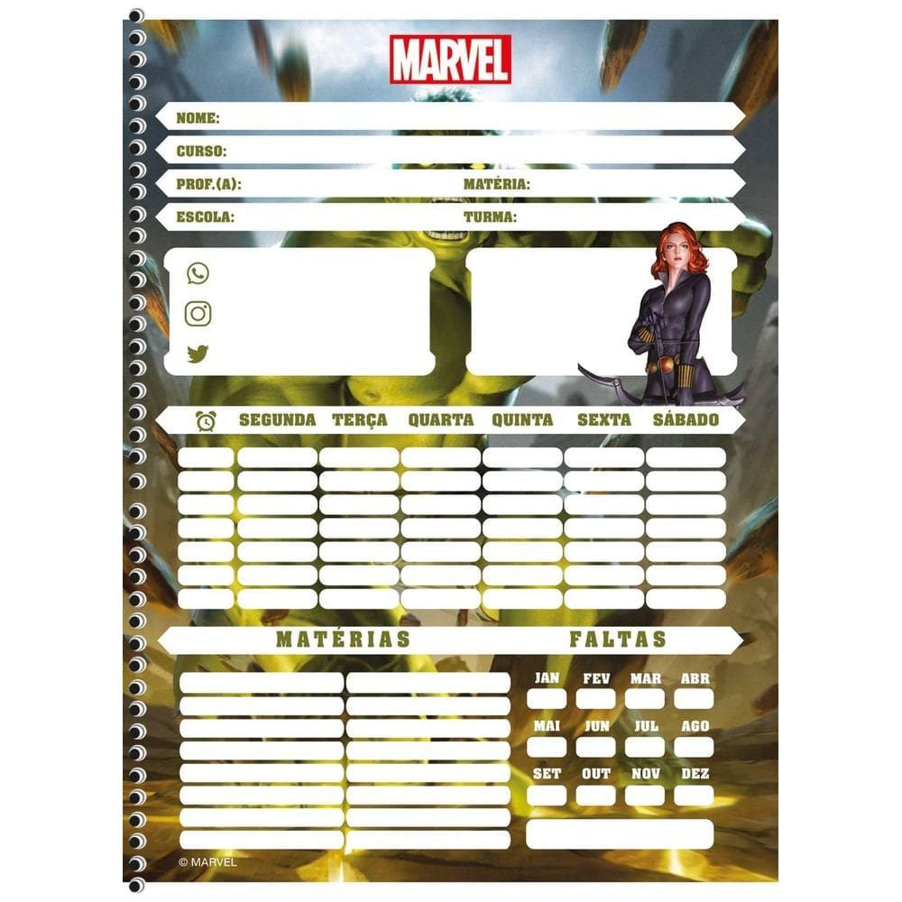 Caderno Espiral Marvel Escolar Motoqueiro E Venon 1 Matéria