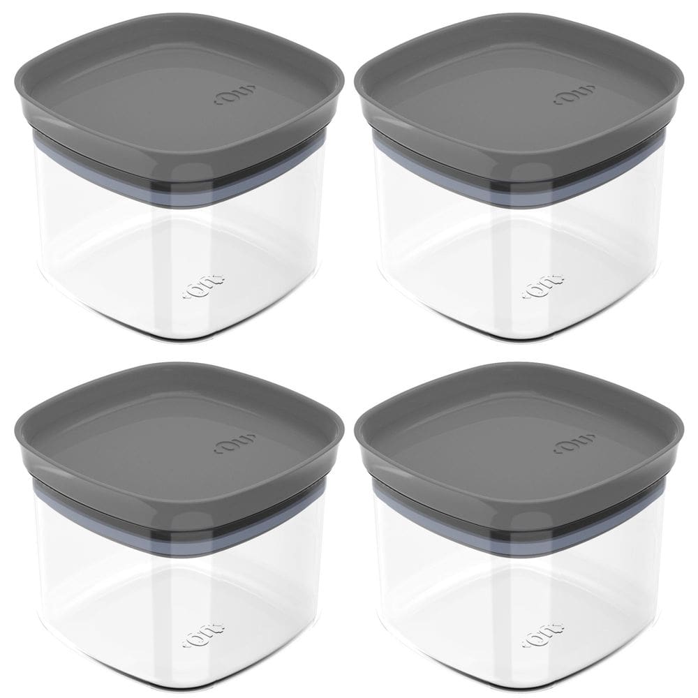 Conjunto de 4 Potes Hermético Block Cinza 450ml - Ou