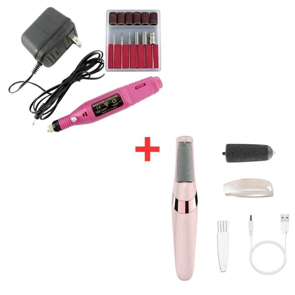 Kit Lixadeira Unha Eletrica Profissional Motor Bivolt E Removedor De Calos Portátil Para Os Pés USB
