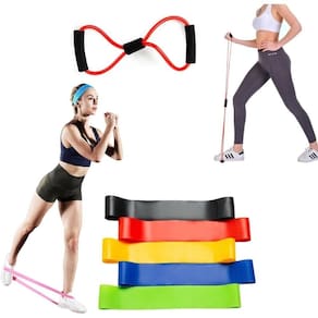 Kit Elástico Extensor Para Exercicio E Conjunto 5 Faixa Elastica Thera Band Treino Em Casa