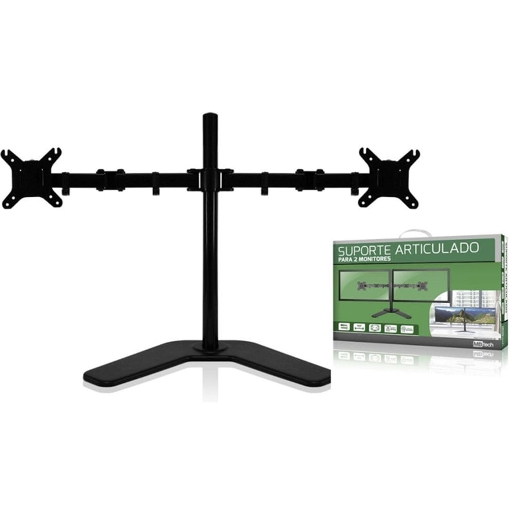 Suporte Duplo Monitor Tv Mesa Articulado 2 Monitores Completo Luxo