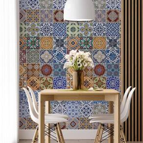 Kit 6 Rolos Papel De Parede Adesivo Azulejo Azullaranja 3,0M