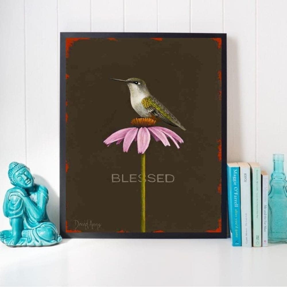 Quadro Passarinho - Blessed 24X18Cm - Com Vidro
