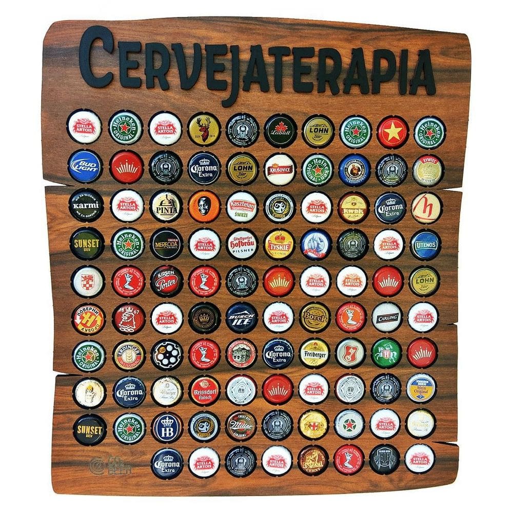 Quadro Porta Tampinhas Rustic - 80 - Cervejaterapia