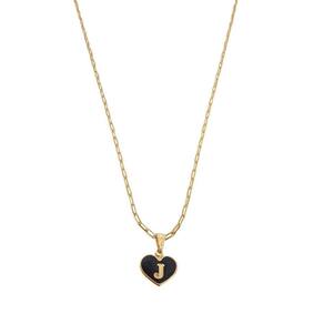 Colar Cartier 45Cm Coração Negro Letra J Banhado Ouro 18K