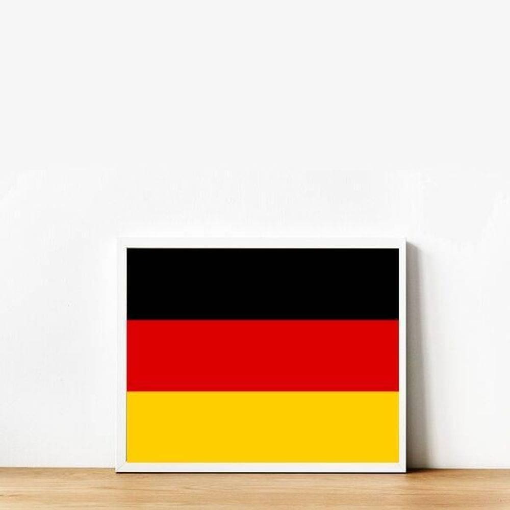 Quadro Decorativo Bandeira Alemanha 45X34Cm Moldura Branca