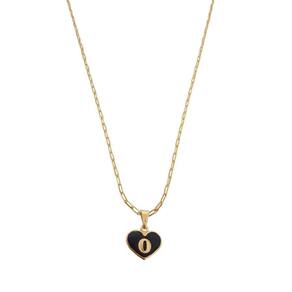 Colar Cartier 45Cm Coração Negro Letra O Banhado Ouro 18K