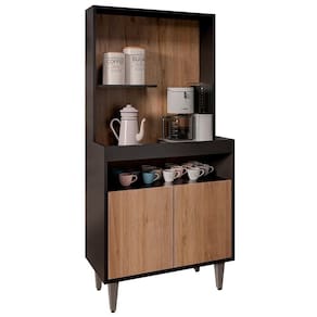 Armário De Cozinha 2 Portas Cantinho Do Café 70cm Bella M24 Preto-freijó - Mpozenato