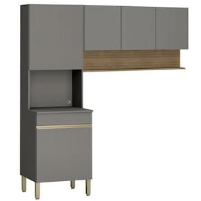 Armário De Cozinha 120cm Com Paneleiro Lina K02 Gris-freijó - Mpozenato