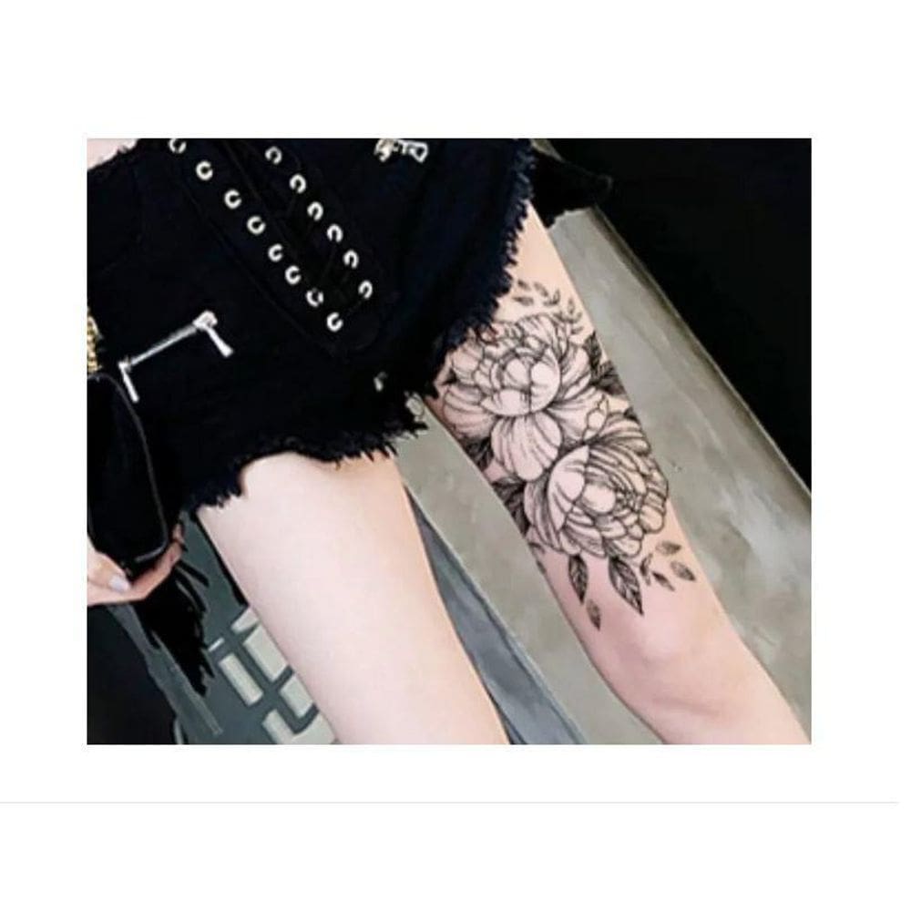 Tatuagem Temporária Dark Delicada Com 20 Cm Flores