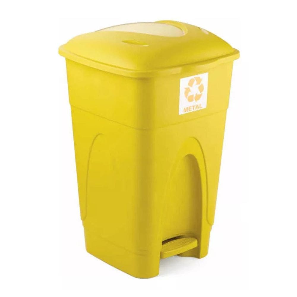 Lixeira Cesto Pedal 30L Coleta Seletiva Reciclagem Amarelo